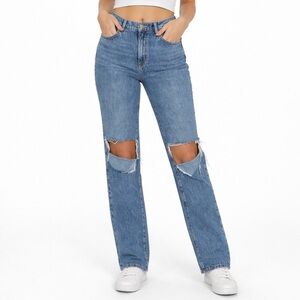 < Garage Vintage Straight Distressed Jeans >